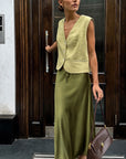 BEVERLY SILKY SKIRT / OLIVE