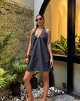 KAROLINA HALTER DRESS / CHARCOAL