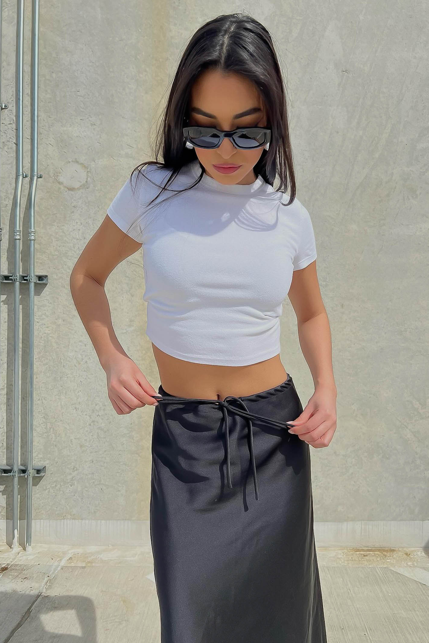 Black Silky Maxi Skirt