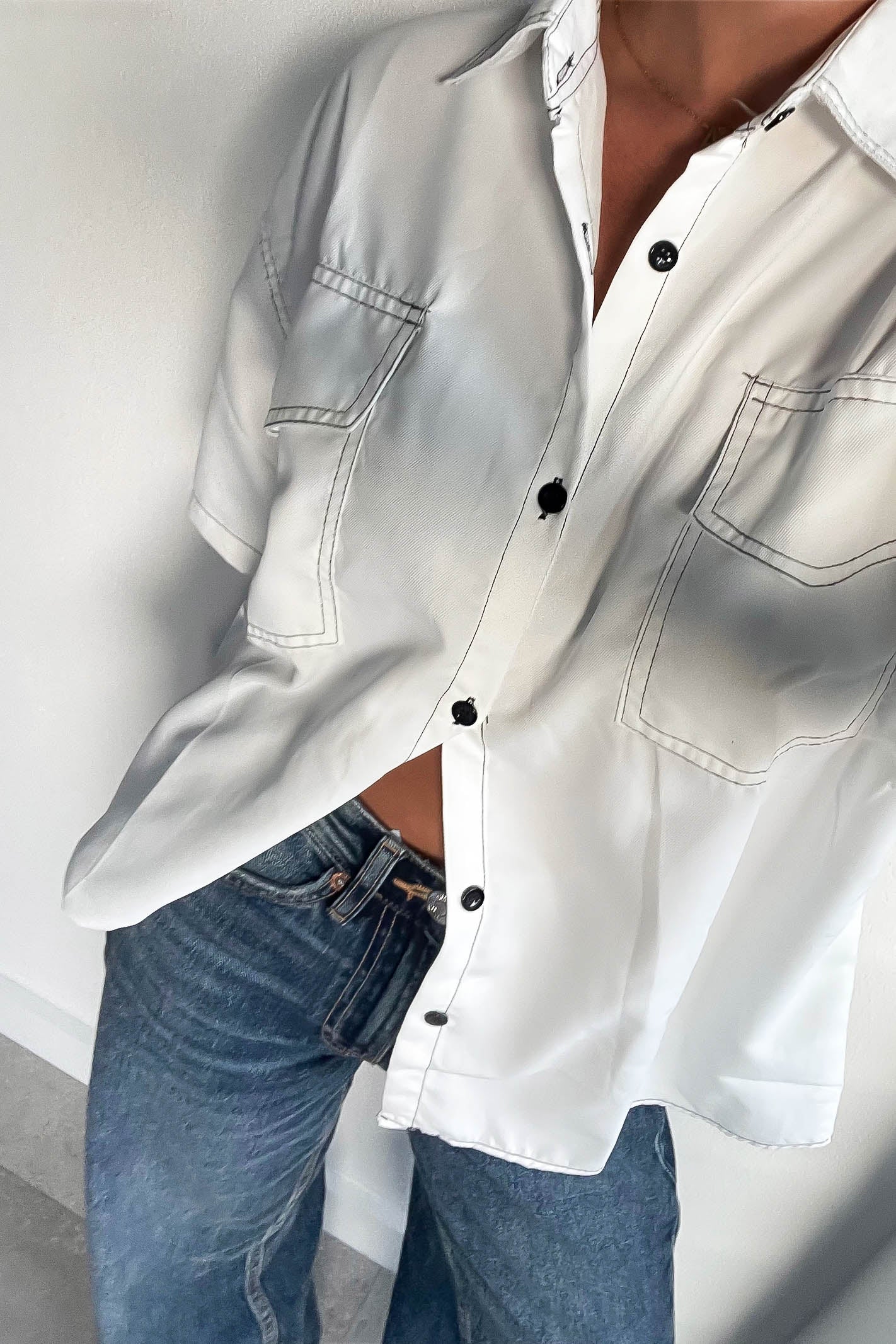 White Oversized Boyfriend Shirt