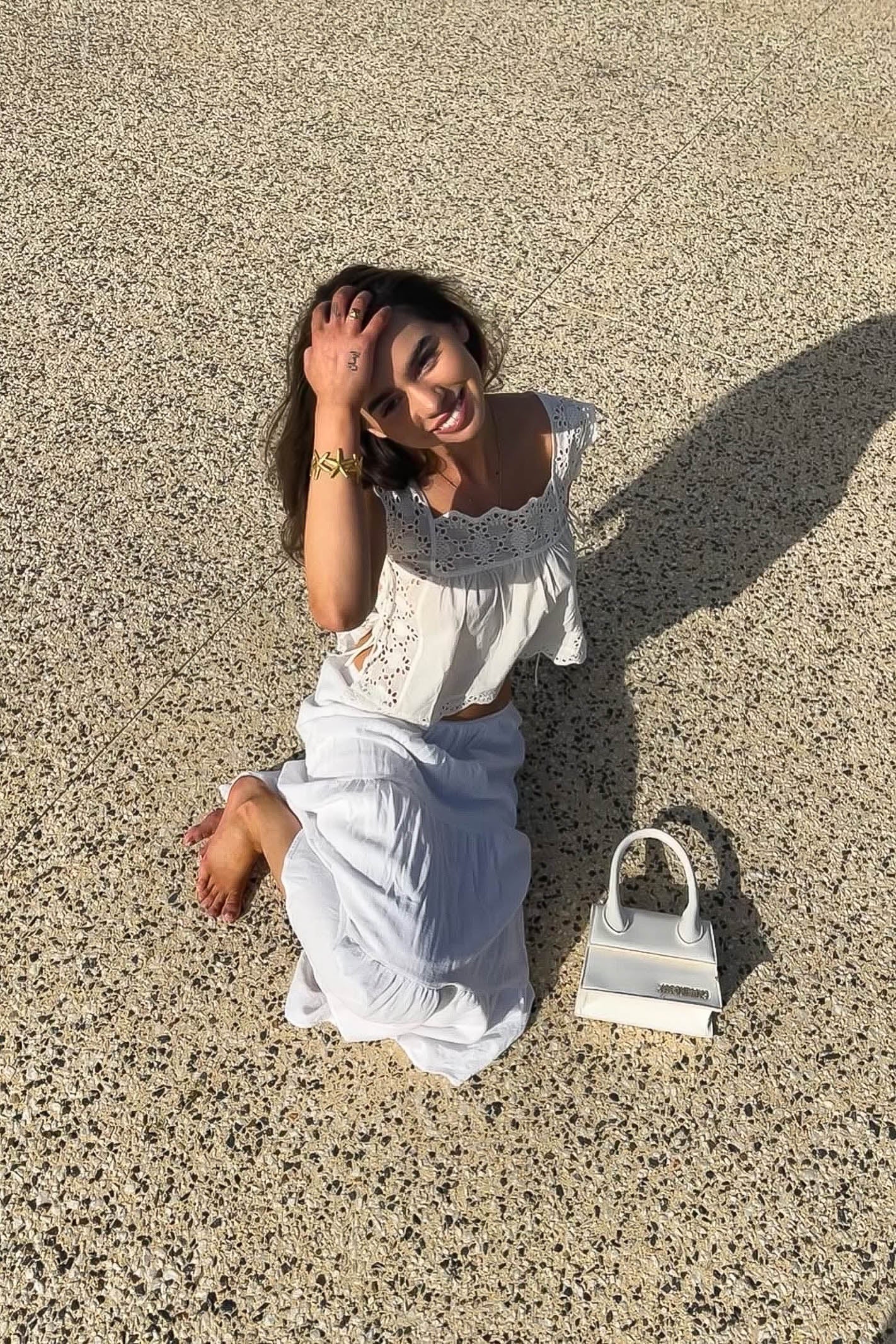 White anglaise cami top