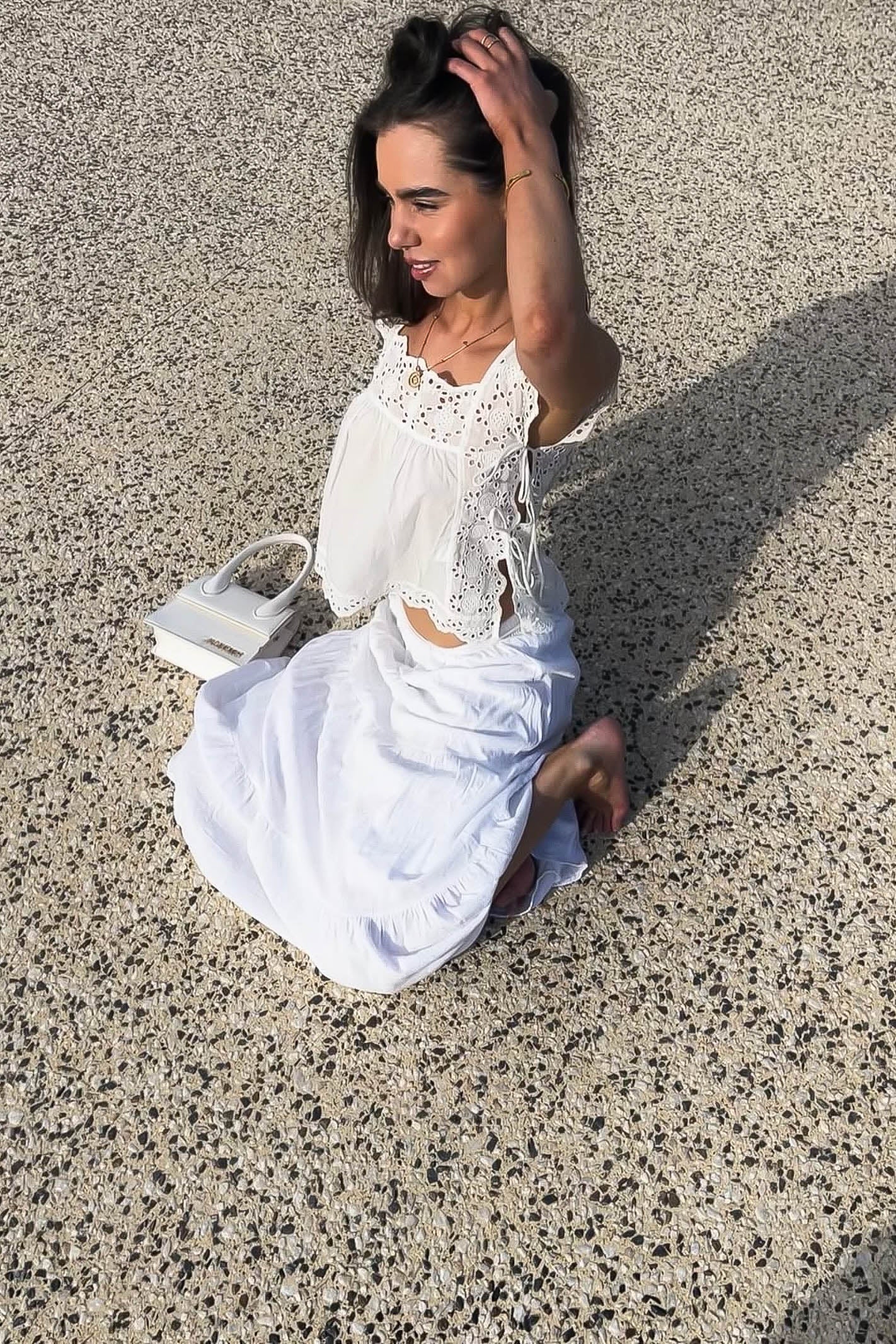 White anglaise cami top