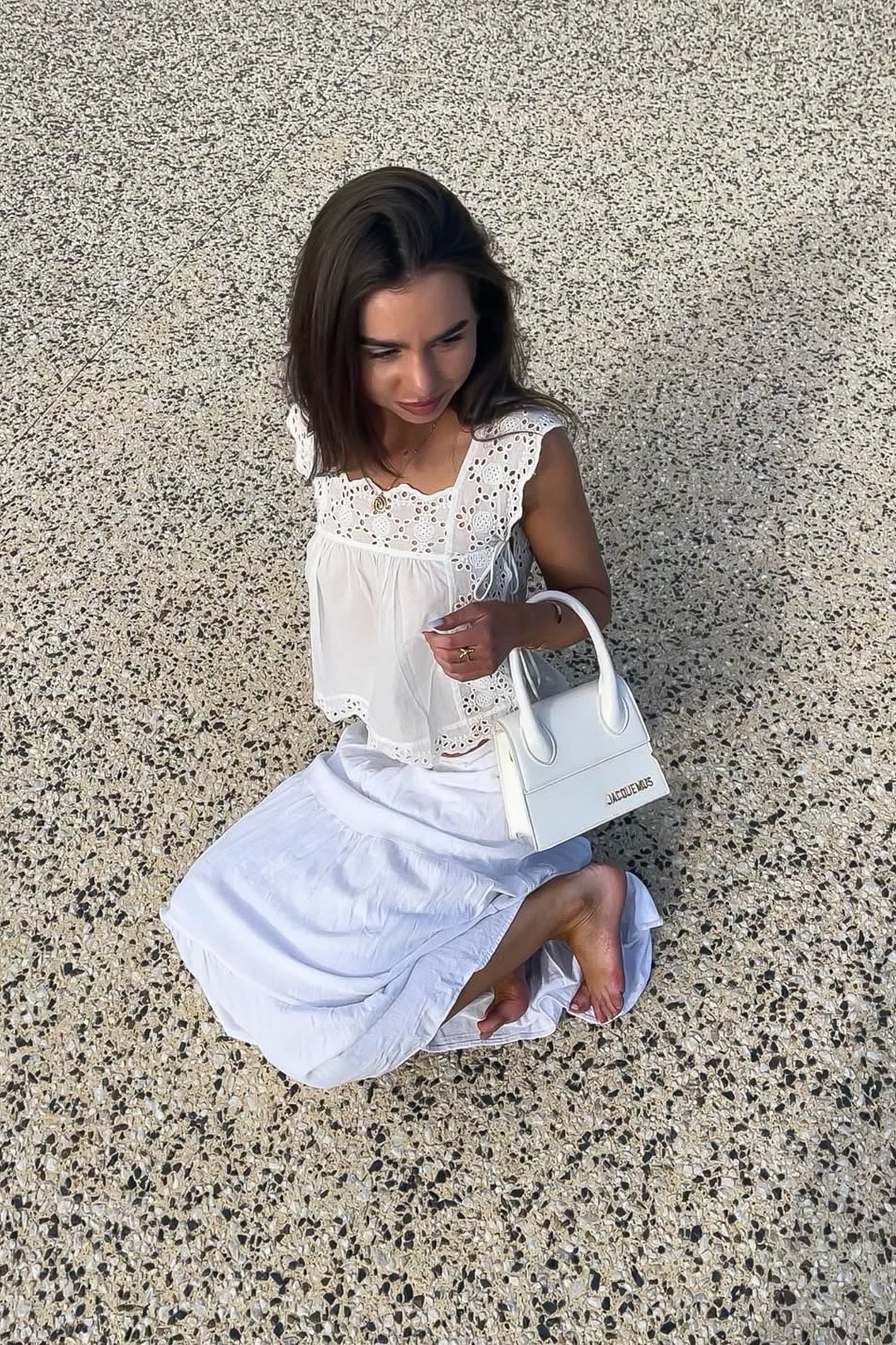 White anglaise cami top