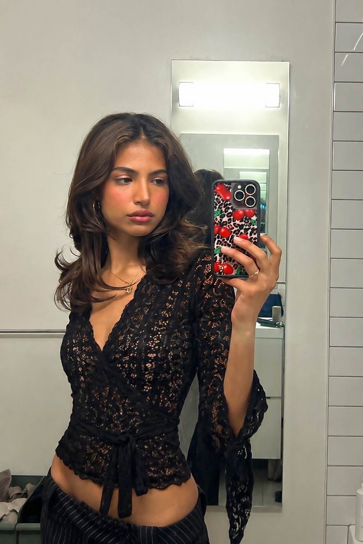 Black lace ballet wrap top