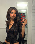 Black lace ballet wrap top
