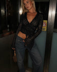 Black lace ballet wrap top
